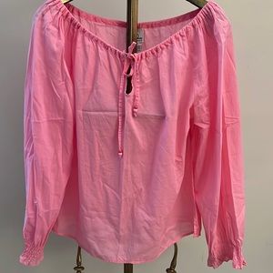 Lily Pulitzer hot pink pheasant blouse size L